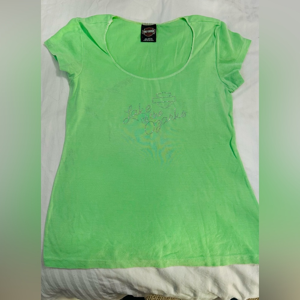 Harley-Davidson Green and Grey light tie dye Fitted Short Sleeve T-Shirt